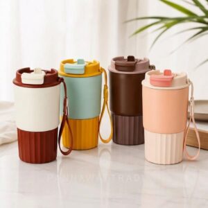แก้วกาแฟสแตนเลสเก็บอุณหภูมิ ดีไซน์ฐานซิลิโคนกันร้อนจับถนัดมือ