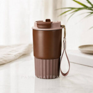 แก้วกาแฟสแตนเลสสีน้ำตาลมินิมอล เหมาะสำหรับพกพาไปคาเฟ่
