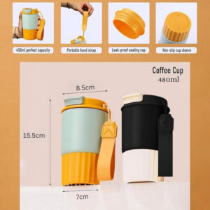 แก้วกาแฟพกพาไร้หยดน้ำเกาะ พร้อมหูหิ้วพกพาสะดวก