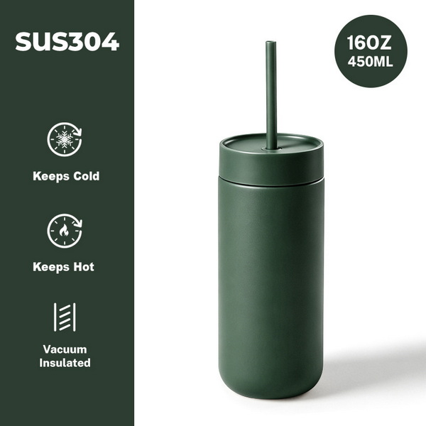แก้วเก็บอุณหภูมิ SUS304 ดีไซน์ทรงสูง 450ml สำหรับใช้ที่ออฟฟิศและระหว่างเดินทาง