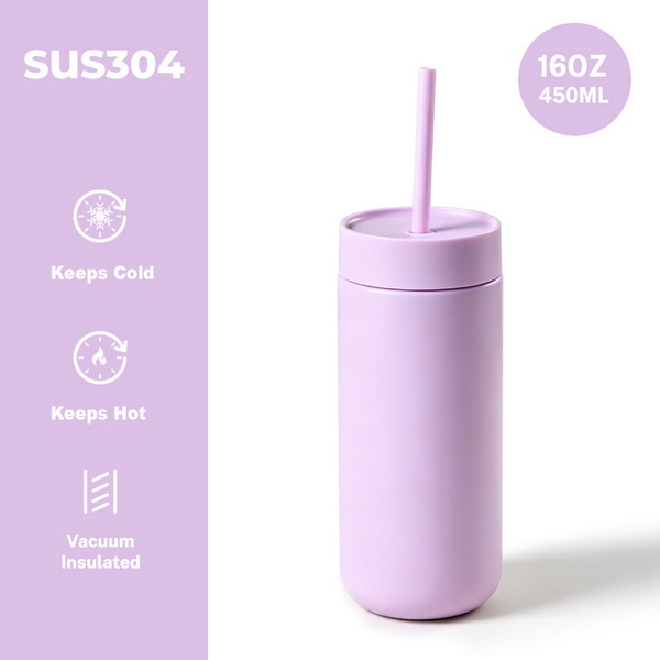 Tumbler มินิมอลสีพาสเทล 450ml สำหรับกาแฟ ชา น้ำเย็น และเครื่องดื่มประจำวัน